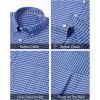 imageJVER Mens Oxford Shirt Solid Casual Button Down Collar Shirts Long Sleeve Dress Shirts with PocketDenim Blue White