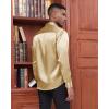 imageJVER Mens Silk Satin Long Sleeve Dress Shirts Shiny Casual Button Down Shirt Luxury Party Prom ShirtsGold