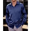imageJVER Mens Silk Satin Long Sleeve Dress Shirts Shiny Casual Button Down Shirt Luxury Party Prom ShirtsNavy Blue