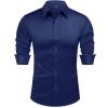imageJVER Mens Silk Satin Long Sleeve Dress Shirts Shiny Casual Button Down Shirt Luxury Party Prom ShirtsNavy Blue