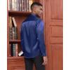 imageJVER Mens Silk Satin Long Sleeve Dress Shirts Shiny Casual Button Down Shirt Luxury Party Prom ShirtsNavy Blue