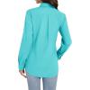 imageJVER Womens Button Down Shirt Long Sleeve Dress Shirts Stretch Solid Work BlouseAqua Blue