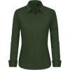 imageJVER Womens Button Down Shirt Long Sleeve Dress Shirts Stretch Solid Work BlouseArmy Green