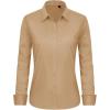 imageJVER Womens Button Down Shirt Long Sleeve Dress Shirts Stretch Solid Work BlouseKhaki