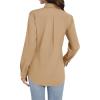 imageJVER Womens Button Down Shirt Long Sleeve Dress Shirts Stretch Solid Work BlouseKhaki