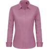 imageJVER Womens Button Down Shirt Long Sleeve Dress Shirts Stretch Solid Work BlouseRose Salt