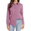 imageJVER Womens Button Down Shirt Long Sleeve Dress Shirts Stretch Solid Work BlouseRose Salt