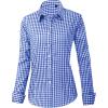 imageJVER Womens Dress Shirts Long Sleeve Button Down Shirts WrinkleFree Solid Work BlouseDenim Blue White
