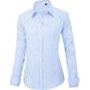 imageJVER Womens Dress Shirts Long Sleeve Button Down Shirts WrinkleFree Solid Work BlouseLight Blue White