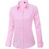 imageJVER Womens Dress Shirts Long Sleeve Button Down Shirts WrinkleFree Solid Work BlouseWhite Pink