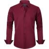 imageJVER Mens Dress Shirts Solid Long Sleeve Stretch WrinkleFree Formal Shirt Business Casual Button Down ShirtsBurgundy