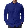 imageJVER Mens Oxford Shirt Solid Casual Button Down Collar Shirts Long Sleeve Dress Shirts with PocketRoyal Blue