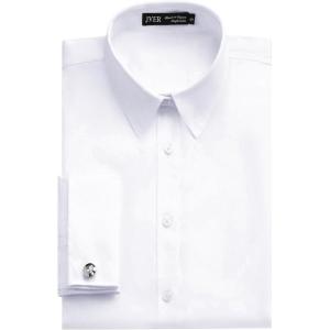 imageJVER Womens Dress Shirts Long Sleeve Button Down Shirts WrinkleFree Solid Work BlouseIvory