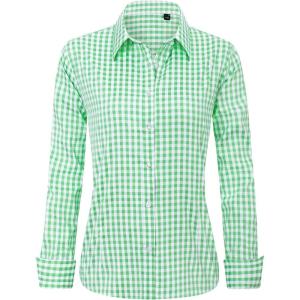 imageJVER Womens Dress Shirts Long Sleeve Button Down Shirts WrinkleFree Solid Work BlouseLight Green White G