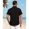 imageJVER Mens Linen Shirts Casual Short Sleeve Button Down Shirt Beach Summer Vacation Holiday Wedding Cotton TopsBlack
