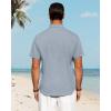 imageJVER Mens Linen Shirts Casual Short Sleeve Button Down Shirt Beach Summer Vacation Holiday Wedding Cotton TopsBlue