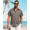 imageJVER Mens Linen Shirts Casual Short Sleeve Button Down Shirt Beach Summer Vacation Holiday Wedding Cotton TopsBrown