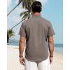 imageJVER Mens Linen Shirts Casual Short Sleeve Button Down Shirt Beach Summer Vacation Holiday Wedding Cotton TopsBrown