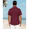 imageJVER Mens Linen Shirts Casual Short Sleeve Button Down Shirt Beach Summer Vacation Holiday Wedding Cotton TopsBurgundy