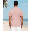 imageJVER Mens Linen Shirts Casual Short Sleeve Button Down Shirt Beach Summer Vacation Holiday Wedding Cotton TopsCoral