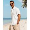imageJVER Mens Linen Shirts Casual Short Sleeve Button Down Shirt Beach Summer Vacation Holiday Wedding Cotton TopsCream White