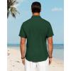 imageJVER Mens Linen Shirts Casual Short Sleeve Button Down Shirt Beach Summer Vacation Holiday Wedding Cotton TopsDark Green