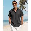 imageJVER Mens Linen Shirts Casual Short Sleeve Button Down Shirt Beach Summer Vacation Holiday Wedding Cotton TopsDark Grey
