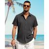 imageJVER Mens Linen Shirts Casual Short Sleeve Button Down Shirt Beach Summer Vacation Holiday Wedding Cotton TopsDark Grey