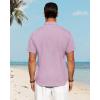 imageJVER Mens Linen Shirts Casual Short Sleeve Button Down Shirt Beach Summer Vacation Holiday Wedding Cotton TopsDark Purple