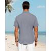 imageJVER Mens Linen Shirts Casual Short Sleeve Button Down Shirt Beach Summer Vacation Holiday Wedding Cotton TopsDenim Blue