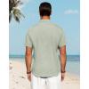 imageJVER Mens Linen Shirts Casual Short Sleeve Button Down Shirt Beach Summer Vacation Holiday Wedding Cotton TopsGreen