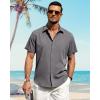 imageJVER Mens Linen Shirts Casual Short Sleeve Button Down Shirt Beach Summer Vacation Holiday Wedding Cotton TopsGrey Blue