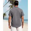 imageJVER Mens Linen Shirts Casual Short Sleeve Button Down Shirt Beach Summer Vacation Holiday Wedding Cotton TopsGrey Blue