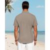 imageJVER Mens Linen Shirts Casual Short Sleeve Button Down Shirt Beach Summer Vacation Holiday Wedding Cotton TopsKhaki