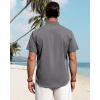 imageJVER Mens Linen Shirts Casual Short Sleeve Button Down Shirt Beach Summer Vacation Holiday Wedding Cotton TopsLight Grey