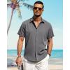 imageJVER Mens Linen Shirts Casual Short Sleeve Button Down Shirt Beach Summer Vacation Holiday Wedding Cotton TopsLight Grey