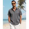 imageJVER Mens Linen Shirts Casual Short Sleeve Button Down Shirt Beach Summer Vacation Holiday Wedding Cotton TopsLight Grey