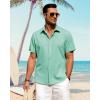 imageJVER Mens Linen Shirts Casual Short Sleeve Button Down Shirt Beach Summer Vacation Holiday Wedding Cotton TopsMint Green