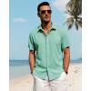 imageJVER Mens Linen Shirts Casual Short Sleeve Button Down Shirt Beach Summer Vacation Holiday Wedding Cotton TopsMint Green
