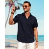 imageJVER Mens Linen Shirts Casual Short Sleeve Button Down Shirt Beach Summer Vacation Holiday Wedding Cotton TopsNavy