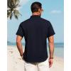 imageJVER Mens Linen Shirts Casual Short Sleeve Button Down Shirt Beach Summer Vacation Holiday Wedding Cotton TopsNavy