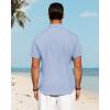 imageJVER Mens Linen Shirts Casual Short Sleeve Button Down Shirt Beach Summer Vacation Holiday Wedding Cotton TopsSky Blue