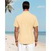 imageJVER Mens Linen Shirts Casual Short Sleeve Button Down Shirt Beach Summer Vacation Holiday Wedding Cotton TopsYellow