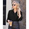imageJVER Womens Button Down Dress Shirts Solid Long Sleeve Wrinkle Free Formal Collared Shirt Casual Business Blouse with PocketBlack