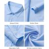 imageJVER Womens Button Down Dress Shirts Solid Long Sleeve Wrinkle Free Formal Collared Shirt Casual Business Blouse with PocketLight Blue