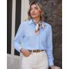 imageJVER Womens Button Down Dress Shirts Solid Long Sleeve Wrinkle Free Formal Collared Shirt Casual Business Blouse with PocketLight Blue