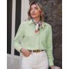 imageJVER Womens Button Down Dress Shirts Solid Long Sleeve Wrinkle Free Formal Collared Shirt Casual Business Blouse with PocketLight Green
