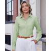 imageJVER Womens Button Down Dress Shirts Solid Long Sleeve Wrinkle Free Formal Collared Shirt Casual Business Blouse with PocketLight Green