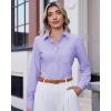 imageJVER Womens Button Down Dress Shirts Solid Long Sleeve Wrinkle Free Formal Collared Shirt Casual Business Blouse with PocketLight Purple