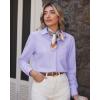 imageJVER Womens Button Down Dress Shirts Solid Long Sleeve Wrinkle Free Formal Collared Shirt Casual Business Blouse with PocketLight Purple